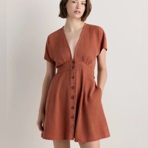 Vintage Wash Tencel Button Front Dress Terracotta